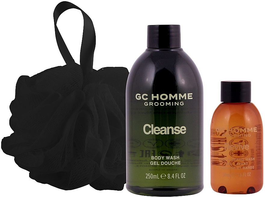 Körperpflegeset - Grace Cole GC Homme Grooming On The Go (Duschgel 150ml + Bartwäsche 50ml + Badeschwamm 1 St. + Kosmetiktasche 1 St.) — Bild N2