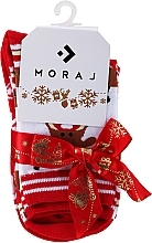 Düfte, Parfümerie und Kosmetik Flauschige Damensocken Zwei Paar Neujahrs weiß mit Rentieren und rot mit Schneeflocken. - Moraj