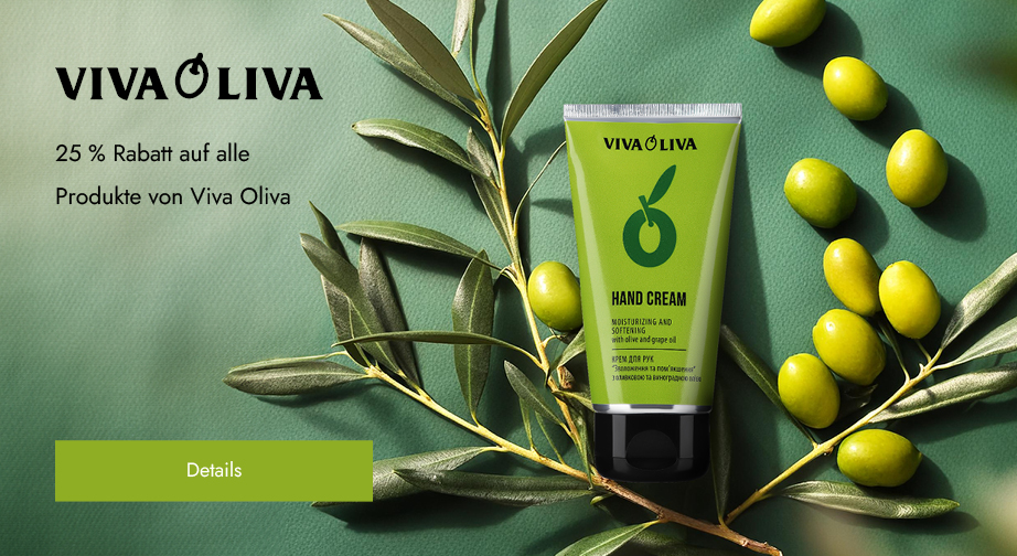 25 % Rabatt auf alle Produkte von Viva Oliva. Die Preise auf der Website sind inklusive Rabatt.