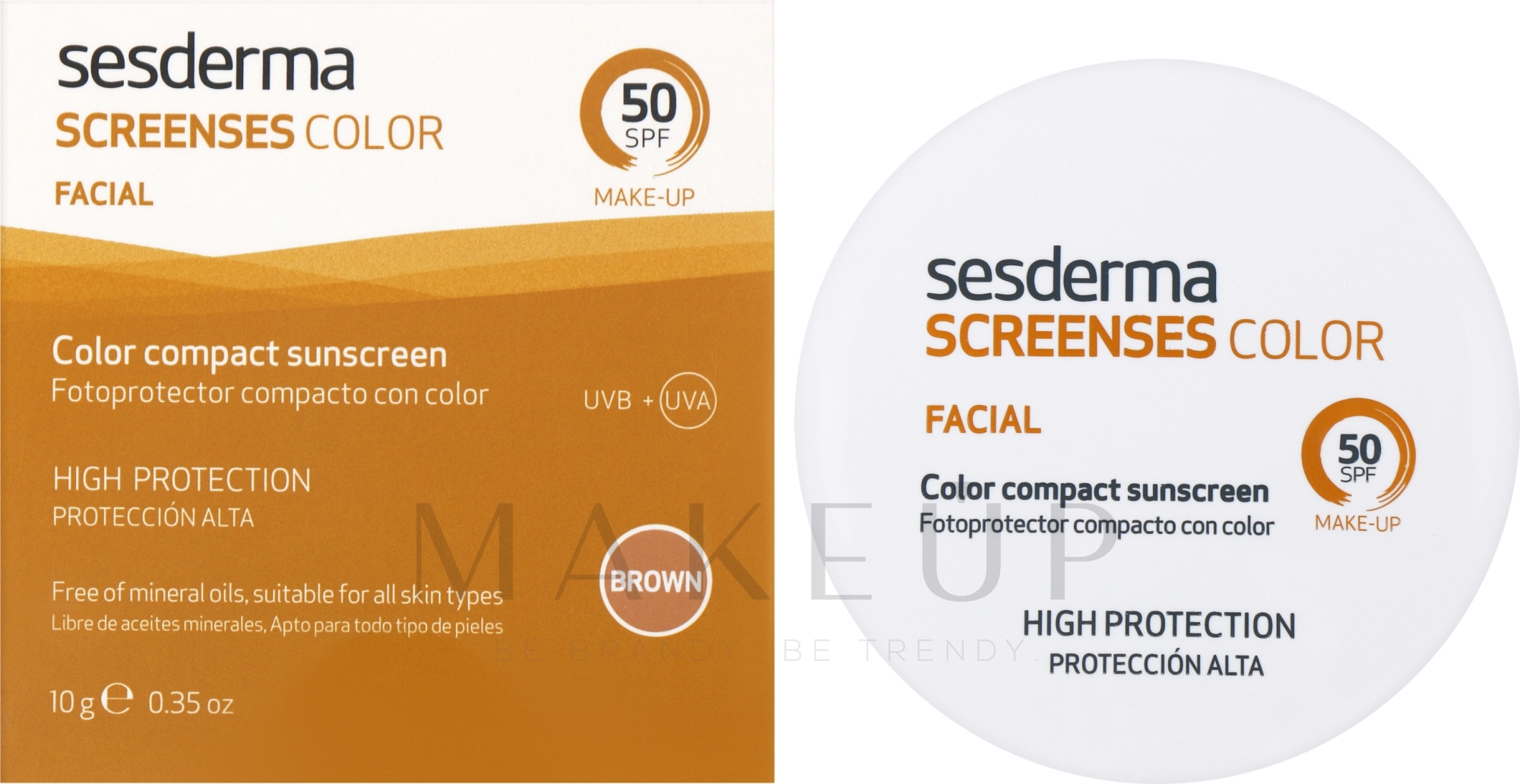 Sonnenschützende getönte Gesichtscreme SPF 50 braun - SesDerma Laboratories Screen Ses Compact SPF 50 Brown — Bild 10 g