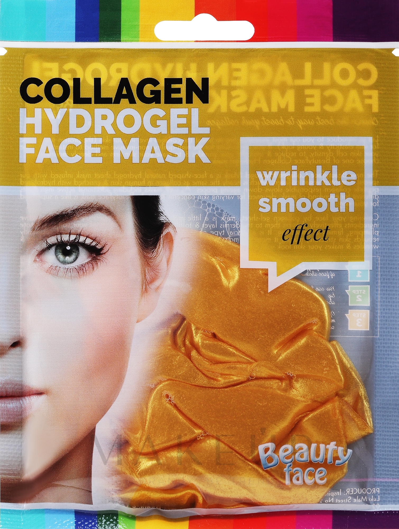 Gesichtsmaske mit Kollagen, Gold und Hyaluronsäure - Beauty Face Collagen 24k Gold Anti-Wrinkle Home Spa Treatment Mask 40+ — Bild 60 g