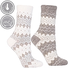 Warme Wollsocken, CSW800-003, braun-beige mit Verzierungen - Moraj — Bild N3