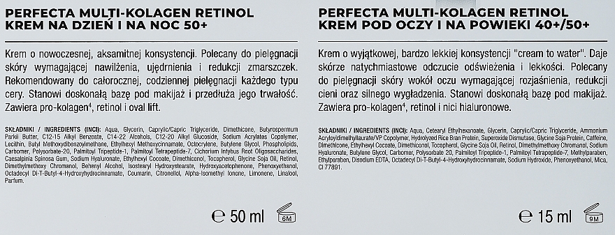Gesichtspflegeset - Perfecta Multi-Collagen Retinol 50 + (Gesichtscreme für Tag und Nacht 50ml + Augencreme für Tag und Nacht 15ml) — Bild N3