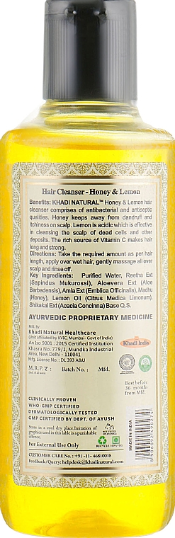 Natürliches Shampoo mit Honig und Zitrone - Khadi Natural Honey & Lemon Juice Hair Cleanser — Bild N2
