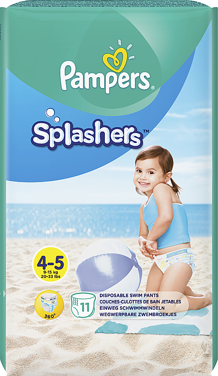 Einweg Schwimmwindeln Größe 4-5 (9-15 kg) 11 St. - Pampers Splashers — Bild N2