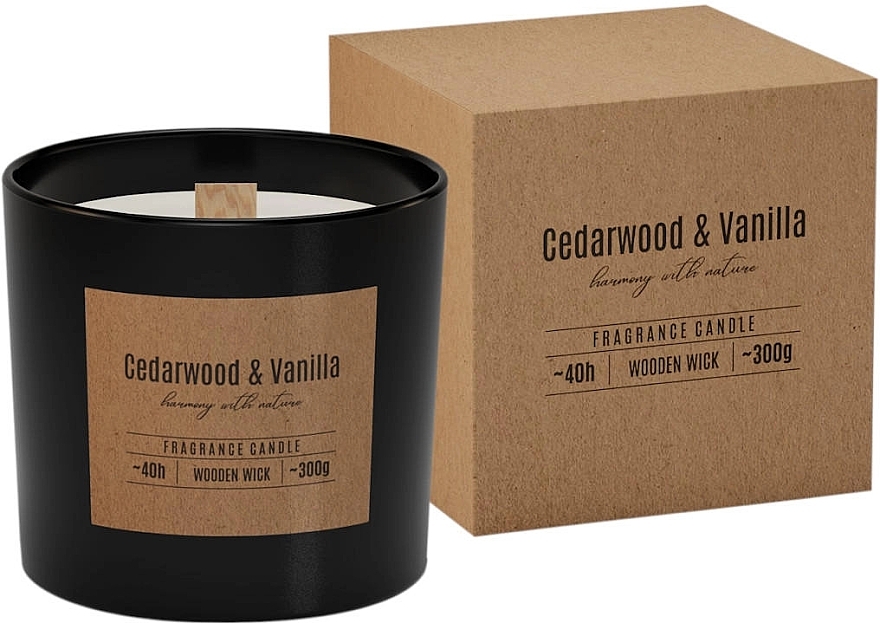 Duftkerze mit Holzdocht im runden Glas - Bispol Fragrance Candle Cedarwood & Vanilla  — Bild N2