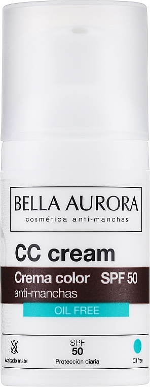 CC-Creme für das Gesicht für fettige- und Mischhaut SPF 50 - Bella Aurora CC Anti-Spot Cream SPF50 Oil Free — Bild N1