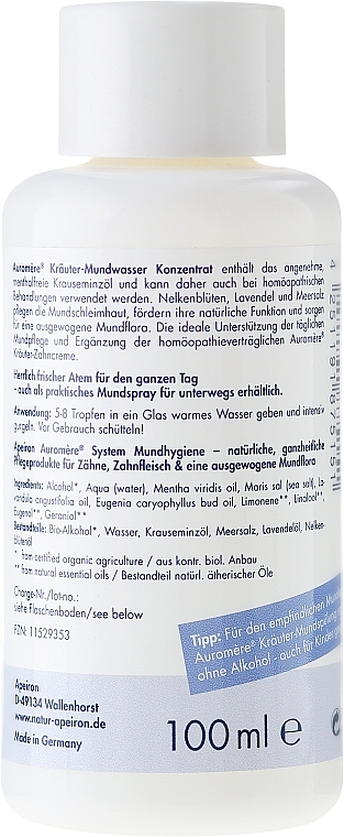 Mentholfreie Mundspülung für milde Atemfrische - Apeiron Auromere Herbal Concentrated Mouthwash Homeopathic — Bild N2