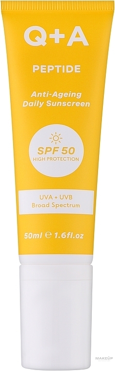 Anti-Aging Sonnenschutzcreme für das Gesicht  - Q+A Peptide Anti-Ageing Daily Sunscreen SPF 50  — Bild N1