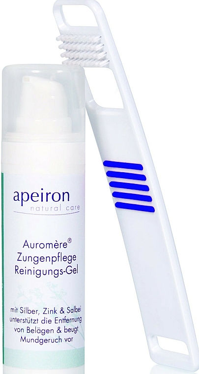 Pflegeset für die Mundhygiene - Apeiron Auromere (Zungenreinigungsgel 30ml + Zungenreiniger) — Bild N1