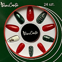Düfte, Parfümerie und Kosmetik Künstliche Nägel mit Weihnachtsdesign rot, grün, weiß - Deni Carte