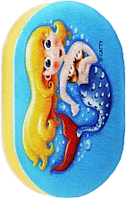 Badeschwamm für Kinder gelb-blau mit Meerjungfrau - LULA — Bild N1