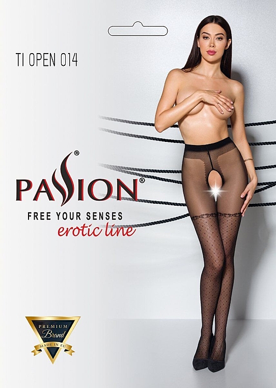 Erotische Strumpfhose mit Ausschnitt Tiopen 014 20 Den black - Passion — Bild N1