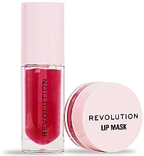 Set - Makeup Revolution Cherry Lip Care Set (Lippenöl 1 St. + Lippenmaske 1 St.)  — Bild N3