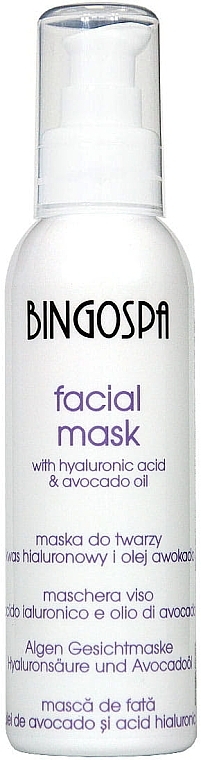 Gesichtsmaske mit Hyaluronsäure und Avocadoöl - BingoSpa Mask With 100% Avocado Oil
