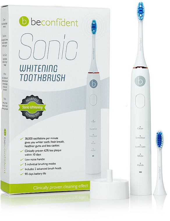 Elektrische Zahnbürste weiß und gold - Beconfident Sonic Whitening Electric Toothbrush White/Rose Gold — Bild N1