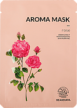 Nährende Tuchmaske für das Gesicht mit Damaszener-Rosen-Essenz für trockene, dehydrierte und gestresste Haut - Beaudiani Aroma Mask Rose — Bild N1