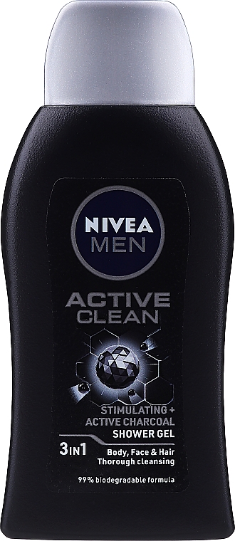 3in1 Duschgel mit Aktivkohle - Nivea Men Active Clean Active Charcoal Shower Gel 3in1 — Bild N1