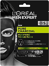 Düfte, Parfümerie und Kosmetik Feuchtigkeitsspendende und reinigende Tuchmaske für Männer mit Eichenholzkohle und Glycerin - L’Oreal Paris Men Expert Pure Charcoal