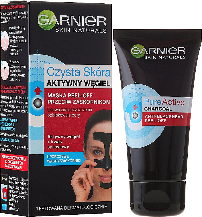 Peel-Off Gesichtsmaske gegen Mitesser mit Aktivkohle - Garnier Skin Naturals Anti-Blackhead Peel Off Mask