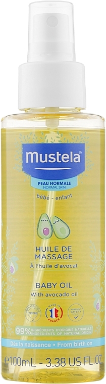 Massageöl für Babys mit Avocado-, Sonnenblumen- und Granatapfelkernöl - Mustela Bebe Massage Oil