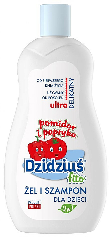 Ultra sanftes 2in1 Duschgel und Shampoo für Babys und Kinder mit Tomaten- und Paprikaextrakt - Dzidzius Fito