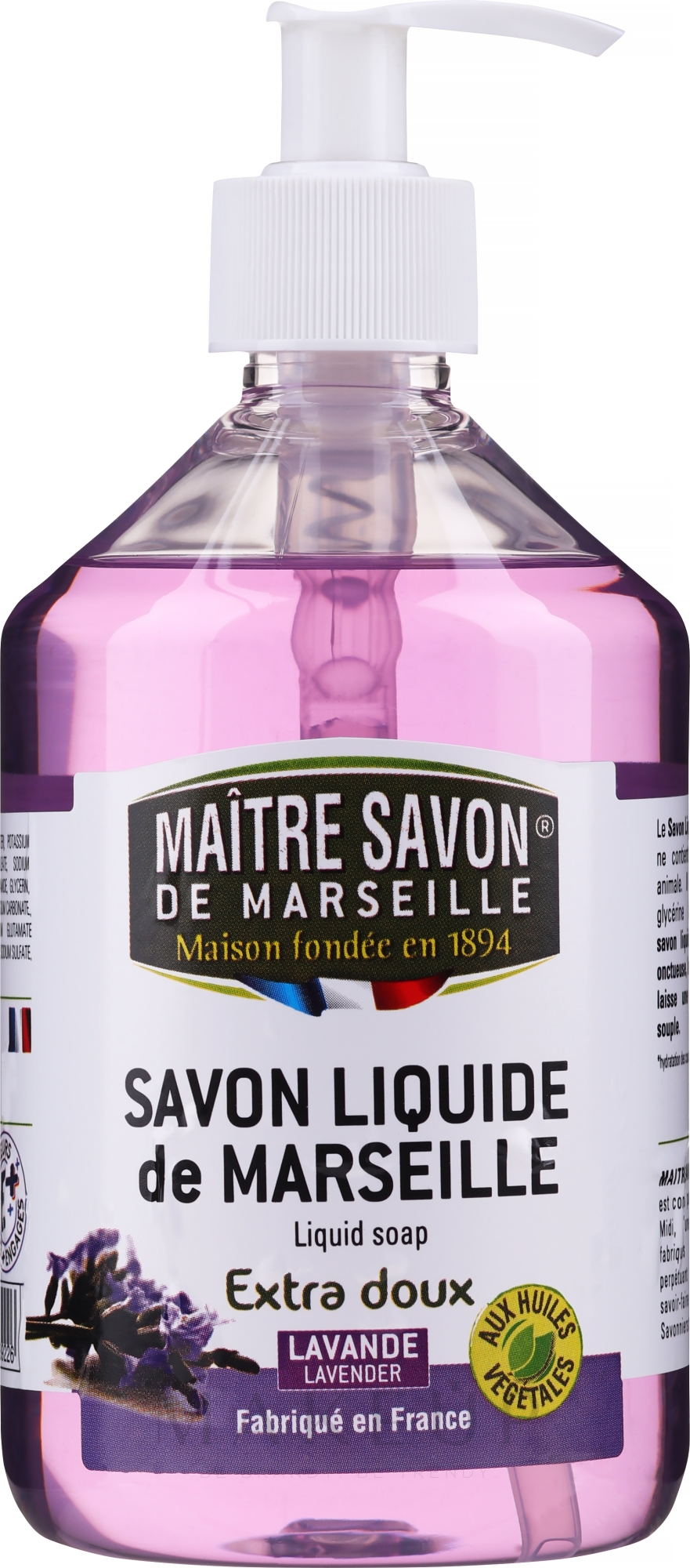 Flüssige Handseife mit Lavendel - Maitre Savon De Marseille Savon Liquide De Marseille Lavander Liquid Soap — Bild 500 ml