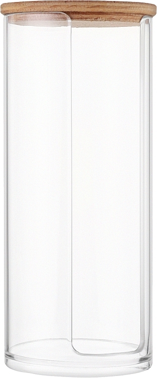 Zylinder für Wattepads mit Holzdeckel transparent - BoxUp — Bild N1
