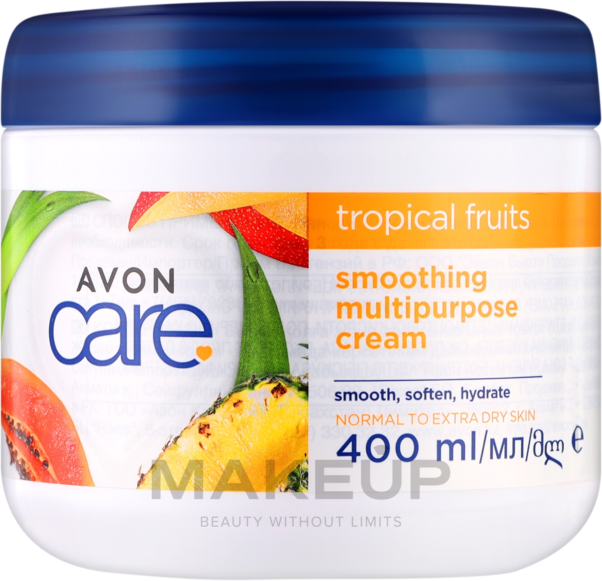 Multifunktionscreme für Gesicht, Hände und Körper mit Fruchtextrakten - Avon Care Smoothing Multipurpose Cream Tropical Fruits  — Bild 400 ml