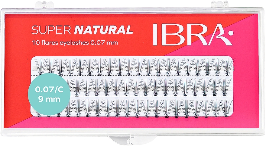 Wimpernbüschel-Set C 9 mm - Ibra 10 Flares Eyelash Knot Free Naturals — Bild N1