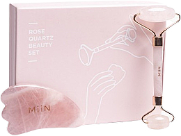 Düfte, Parfümerie und Kosmetik Set - Miin Korean Cosmetics Rose Quartz Beauty Set (guasha/1pcs + roller/1pcs)