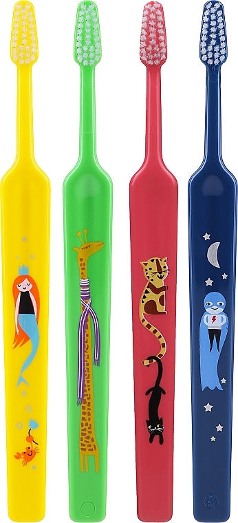 Zahnbürste für Kinder gelb, grün, rosa, blau 4 St. - TePe Kids Extra Soft — Bild N1