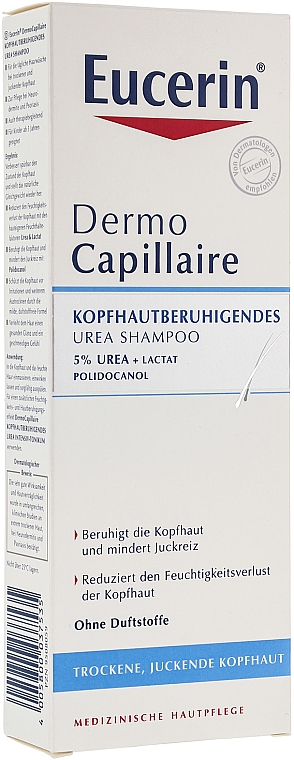 Beruhigendes und feuchtigkeitsspendendes Shampoo mit Urea für trockene und juckende Kopfhaut - Eucerin DermoCapillaire Calming Urea Shampoo — Foto N1
