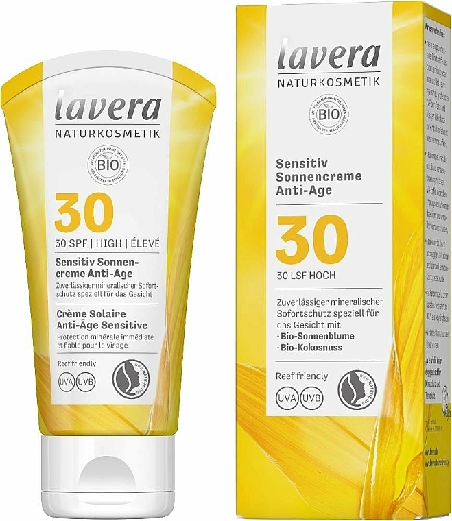 Anti-Aging Sonnenschutzcreme für das Gesicht SPF 30 - Lavera Sensitive Sun Cream Anti-Age SPF 30 — Bild N1