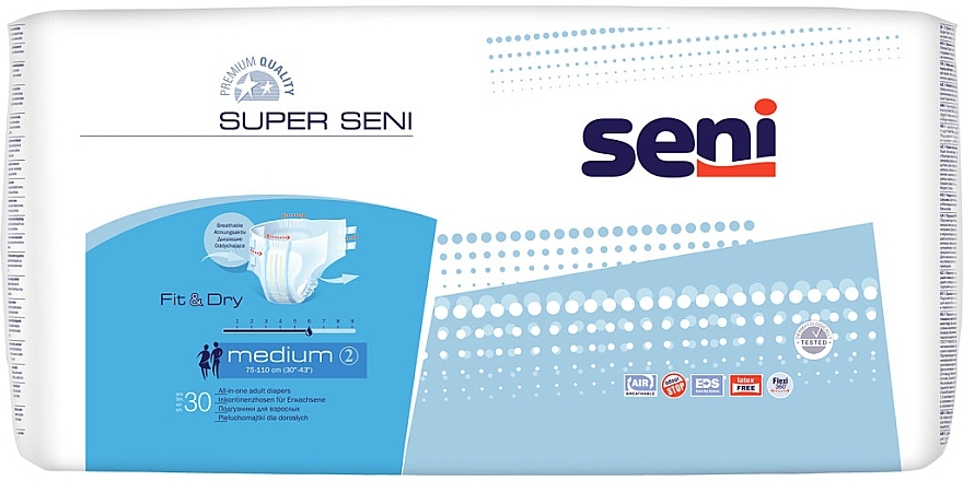 Windeln für Erwachsene 75-110 cm - Seni Super Seni Medium 2 Fit & Dry  — Bild N1