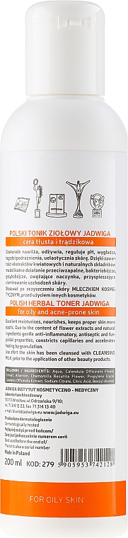 Feuchtigkeitsspendendes Kräuter-Gesichtstonikum - Jadwiga Herbal Toner For Oily Skin — Bild N2