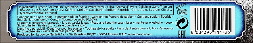 Zahnpasta mit Pfefferminz und Xylitol - Marvis Aquatic Mint + Xylitol — Bild N3