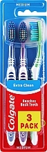 Zahnbürste mittel grün, lila, dunkelblau 3 St. - Colgate Extra Clean Medium — Bild N1