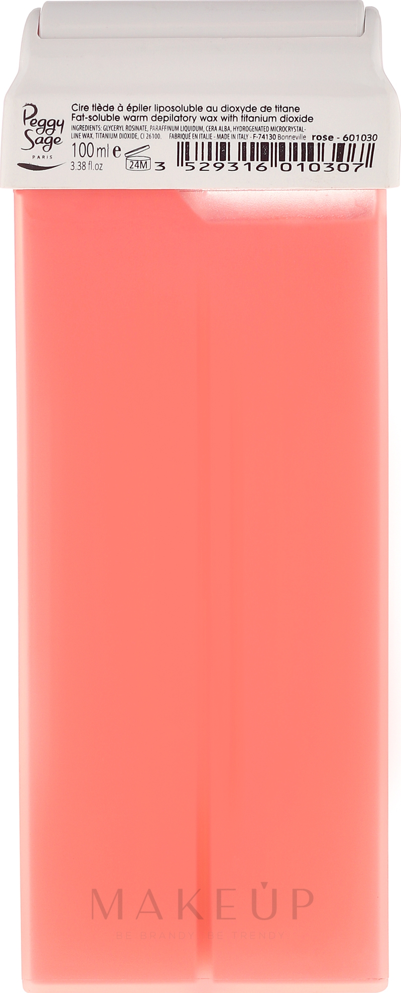 Breiter Roll-on-Wachsapplikator für den Körper - Peggy Sage Cartridge Of Fat-Soluble Warm Depilatory Wax Rose — Foto 100 ml
