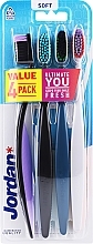 Zahnbürsten weich schwarz-lila, schwarz, blau, weiß 4 St. - Jordan Ultimate You Soft Toothbrush — Bild N1