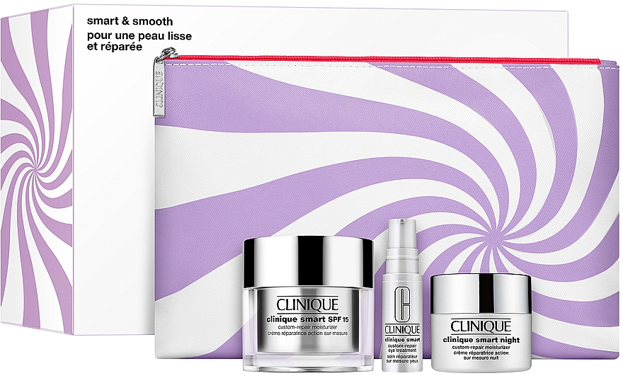 Gesichtspflegeset - Clinique Smart & Smooth (Tagescreme 50ml + Nachtcreme 15ml + Augenserum 5ml + Kosmetiktasche) — Bild N1