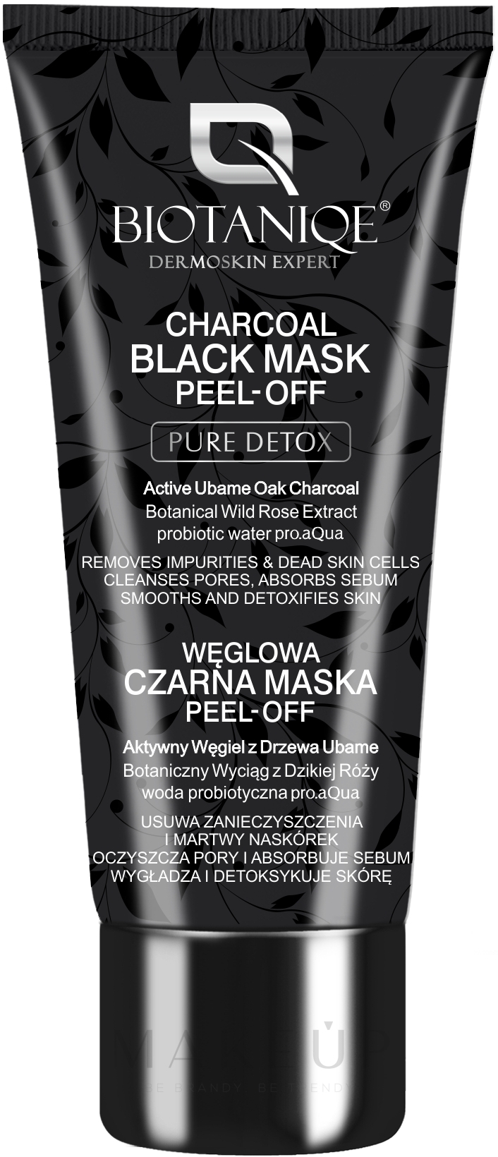 Gesichtsmaske mit Eichenholzkohle - Biotaniqe Charcoal Black Mask Peel-Off — Bild 50 ml