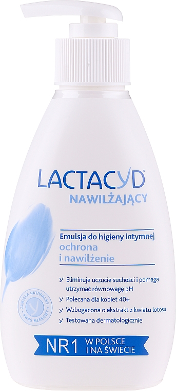 Schützende und feuchtigkeitsspendende Emulsion für die Intimhygiene - Lactacyd Moisturizing (mit Pumpenspender) — Bild N1