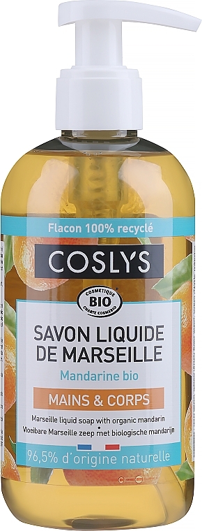 Flüssigseife mit Bio-Olivenöl und Mandarinenduft "Savon De Marseille" - Coslys Marselle soap Mandarin fragrance — Bild N1