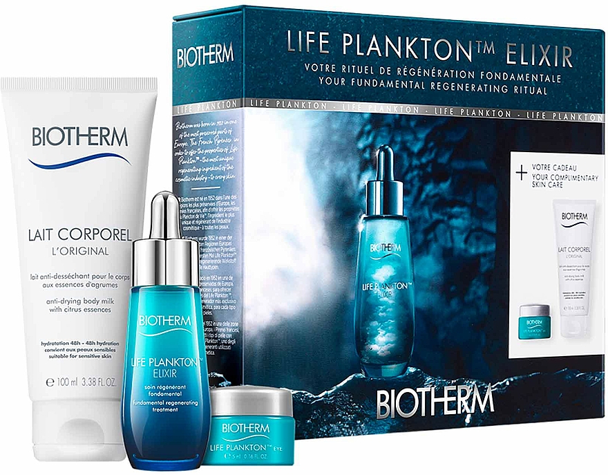 Gesichts- und Körperpflegeset - BiothermLife Plankton Elixir Set (Gesichtselixier 30ml + Augencreme 5ml+ Körperlotion 100ml) — Bild N1