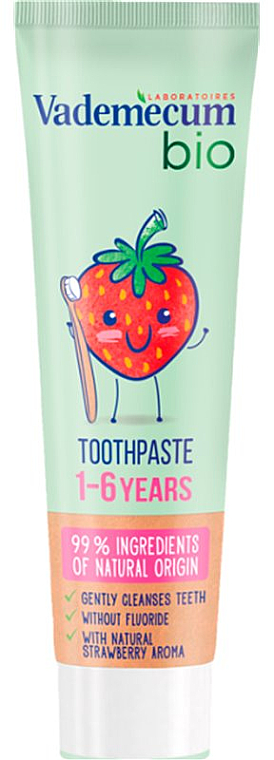 Bio-Kinderzahncreme 1-6 Jahre mit Erdbeergeschmack - Vademecum Bio Toothpaste — Bild N1