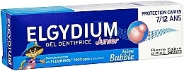 Kinderzahnpasta-Gel 7-12 Jahre mit Kaugummigeschmack - Elgydium Toothpaste Gel Junior Decay Protection 7/12 Years Old Bubble Aroma — Bild N2