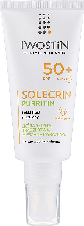 Mattierendes Sonnenschutz-Gesichtsfluid SPF 50+ - Iwostin Solecrin Purritin Light Matting Fluid — Bild N1