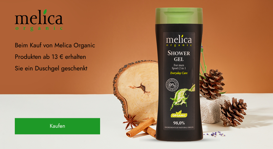 Beim Kauf von Melica Organic Produkten ab 13 € erhalten Sie ein Duschgel geschenkt