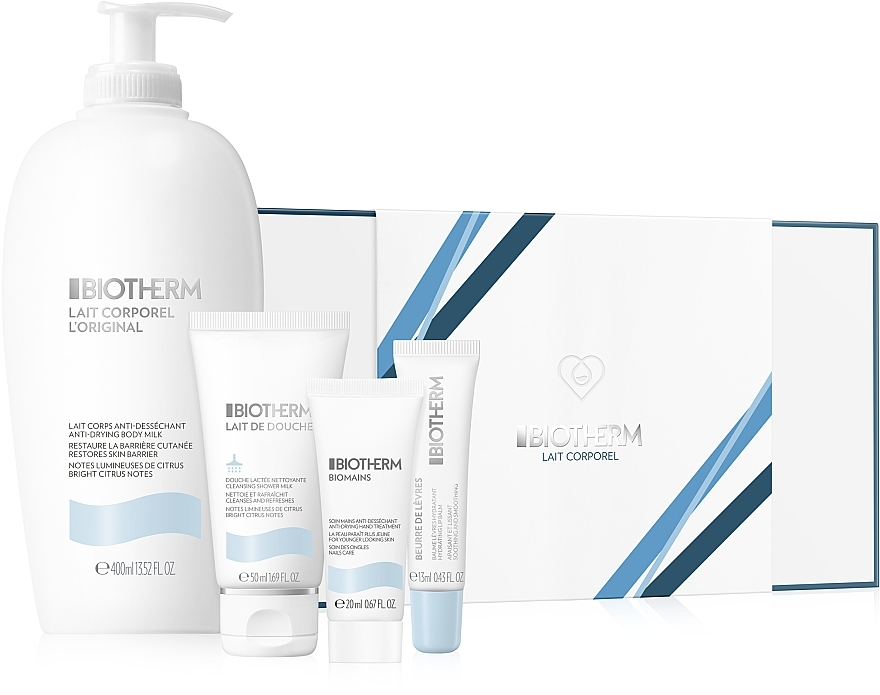 Set - Biotherm Lait Corporel (b/milk/400ml+ sh/milk/50ml + h/cr/20ml + lip/balm/13ml) — Bild N1